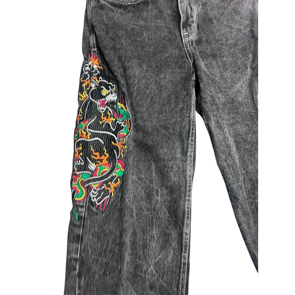 Ninth Hall Ambush Cotton Baggy Jeans Panther Snake Embroidered Denim Pants Black - Picture 6 of 11